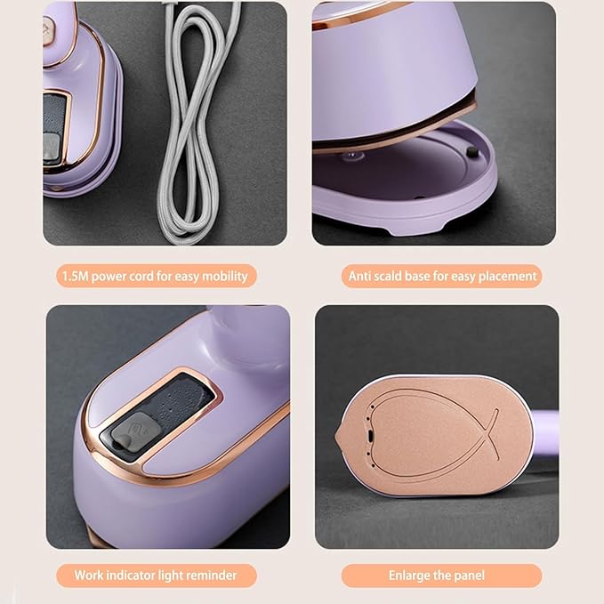 Mini Steam Iron for Clothes, Travel Steamer for Clothes Portable, Micro Steam Iron Mini Handheld Steamer Support Dry And Wet Ironing for Home Travel （Purple）