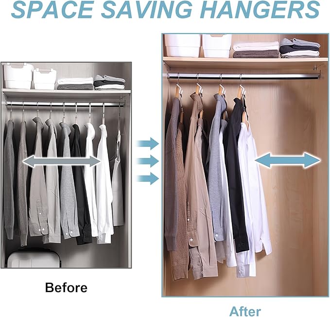 50 PCS Space Saving Hanger - Clothes Connector Hooks, Stacking Space Saver, Plastic Closet Organizers and Storage Extender for Heavy Duty Cascading Connection (White)