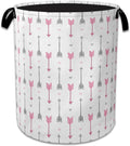 Pink Arrow Laundry Basket Collapsible Laundry Hamper with Handle, Oxford Clothes Toy Storage Bin for Bathroom Bedroom Room Decor, Gift Basket 16" X 20.8"