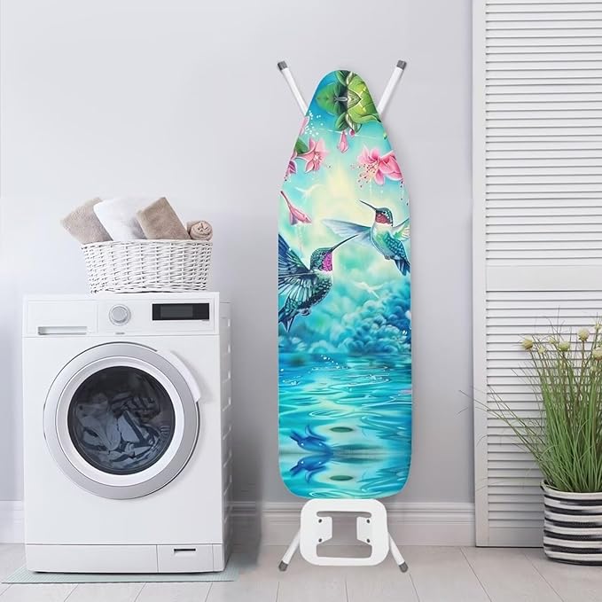Flashideas Hummingbird Ironing Board Cover and Pad 15x54 Inch Standard Ironing Board Cover with Elastic Edge and Hook and Loop Fasteners Scorch and Stain Resistant Cotton