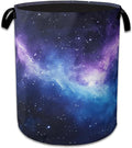 Purple Galaxy Laundry Basket Collapsible Laundry Hamper with Handle, Oxford Clothes Toy Storage Bin for Bathroom Bedroom Room Decor, Gift Basket 16" X 20.8"
