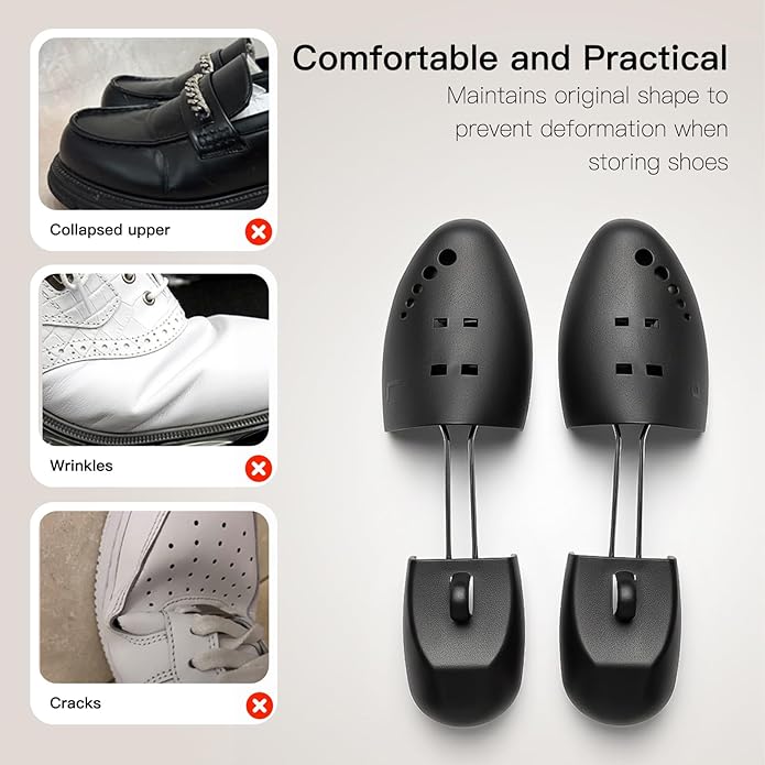 JJDPARTS 2 Pairs Shoe Tree for Sneakers & Shoes Shoe Trees Stretcher Shaper for Men & Women,Black