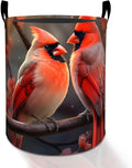 Cardinal Birds Laundry Basket Hamper for Boys Girls Kids Adults, Foldable Waterproof Oxford Clothes Storage Bin, Red Bird Organizer for Bedroom Bathroom Room Decor 19.7"x15.8"