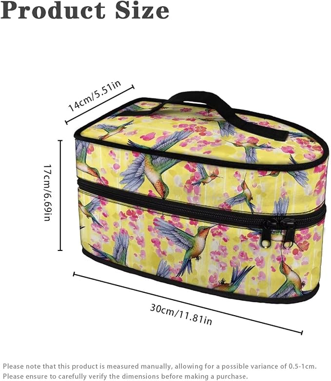 RCHSMod Hummingbird Cherry Blossom Print Steam Iron Case Zippered Iron Storage Bag with Handle Protective Travel Organizer
