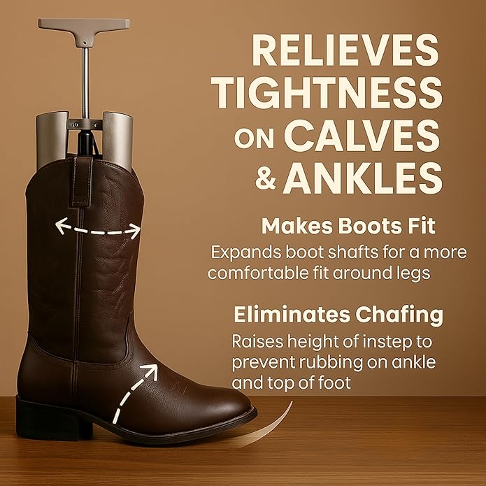 Boot Calf & Shaft Stretcher for Women & Men – Heavy Duty Metal Instep, Shaft & Leg Boot Expander – Cowboy, Tall, Leather, Western, Work, Hiking Boots – Wide Calf Boot Stretcher Tool