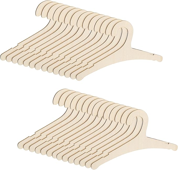 30 Pcs Baby Hangers, 9 x 4.7 Inch Baby Clothes Hangers Cute Non Slip Kids Wooden Hanger for Babies, Toddlers and Children's Coats, Dresses, Pants and Jackets (Wood Color)