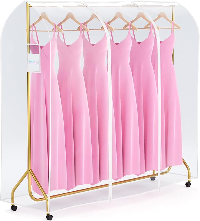 HANGERWORLD 6ft Clothes Garment Rack Cover for Open Closet Clear Showerproof COVER ONLY (72"x24")
