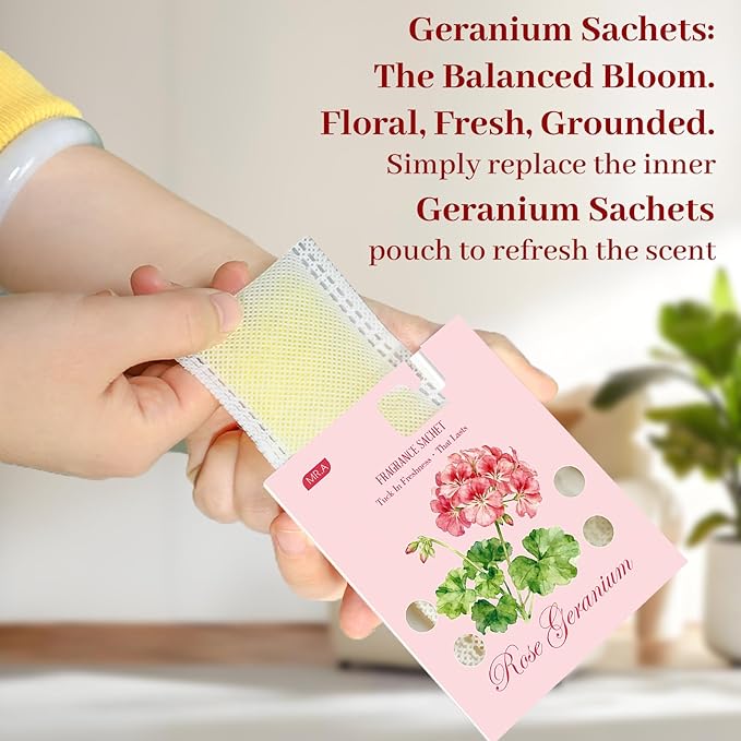 MR.A 13 Packs Geranium Scented Sachets, Fragrance Sachet Bags for Drawers and Closets, Air Fresheners for Car and Home, Closet Deodorizer Scented Drawer Fresheners for Dresser