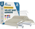 Lifemaster Velvet Skirt Hangers – with Adjustable Clips, 360 Degree Swivel Hook, and Non-Slip Shoulder Notch, Holds Up to 10 lbs, for Organizing Skirt, Pants, Dress, and Clothes, Pack of 20, Ivory