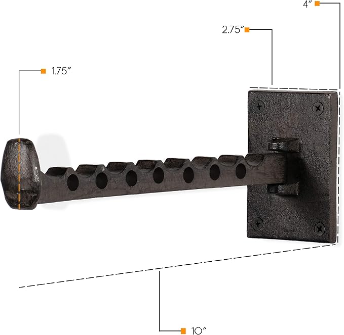 Rustic State Clout Cast Iron Clothes Hanger Folding Coat Rack Laundry Bar for Drying Clothes Farmhouse Design Wall Mount Organizer Hook for Closet Laundry Room Mudroom Entryway - Black