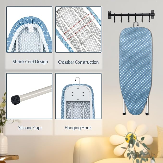 Duwee 12"×32" Table Top Ironing Board with Iron Rest,Small Ironing Board with Heat Resistant Cover,Thicken Felt Padding,Portable Iron Board with Non-Slip Feet for Home, Laundry Rooms, Dorms