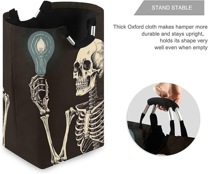 xigua Skeleton Large Laundry Hamper with Handle, Foldable Clothes Hamper Collapsible Storage Basket for Toys and Clothes Organization in Bedroom, Bathroom, and Laundry Room