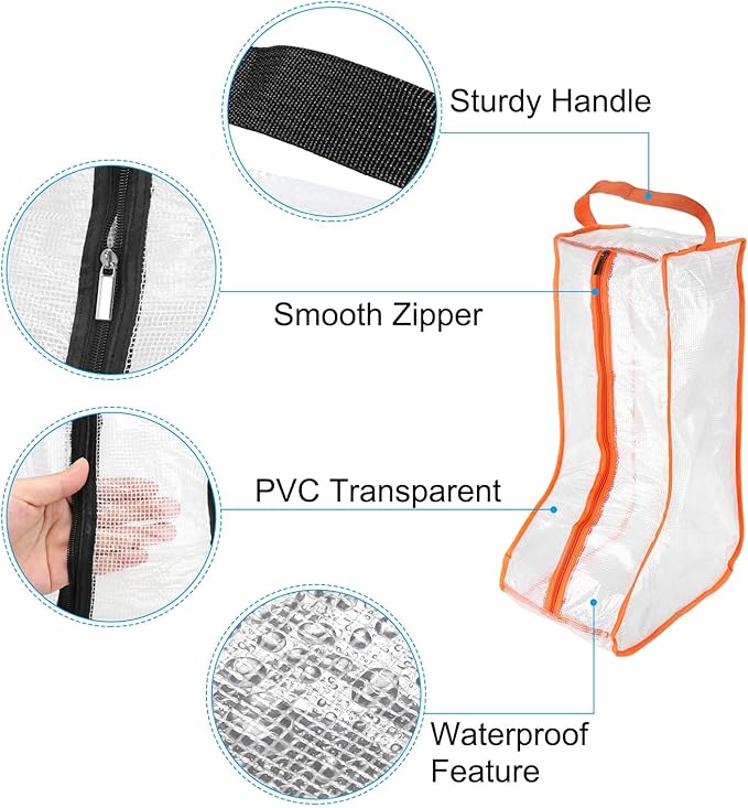 Patikil Boots Storage Bags, 4 Pack Waterproof Tall/Short Boot Carry Organizer Protector for Travel Daily Use, Orange