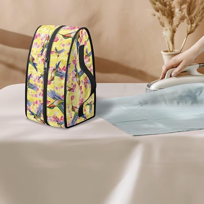 RCHSMod Hummingbird Cherry Blossom Print Steam Iron Case Zippered Iron Storage Bag with Handle Protective Travel Organizer