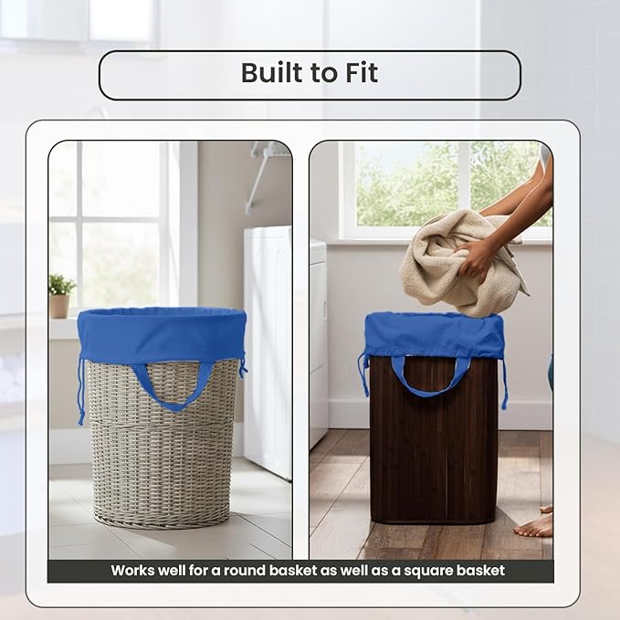 LFH Home Large Premium Cotton Canvas Laundry Bag with Drawstring and Handles Heavy Duty, Multi-Use, and Washable for Home, Travel, College or Storage 20x30 (Pack of 2)-Sky Blue