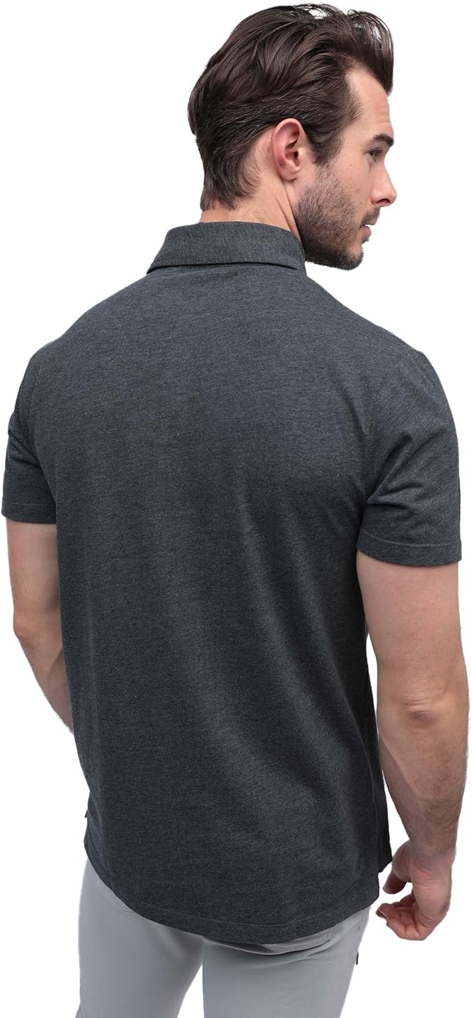 INTO THE AM Polo Shirts for Men - Slim Fit Short Sleeve Collared Shirt S - 4XL Fitted Collar Polos for Work