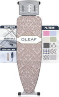 oleaf Ironing Board with Cover and Thicken Pad 43 x 13 Height Adjustable Full Size Foldable Iron Board with Iron Rest, Stable Steel Legs, Metal Construction, Heat Resistant, Damascus