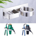 Hair Dryer Holder Wall Mount, Stainless Steel Straightener Holder, Adhesive Blow Dryer Holder and Curling Iron Holder Storage, Hair Tools Organizer for Bathroom Barber Shop Hotel