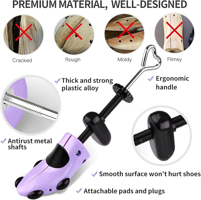 Shoe Stretcher, Plastic Pair of 4-way Adjustable Shoe Expander Shoe Tree Widener for Wide Feet Bunions