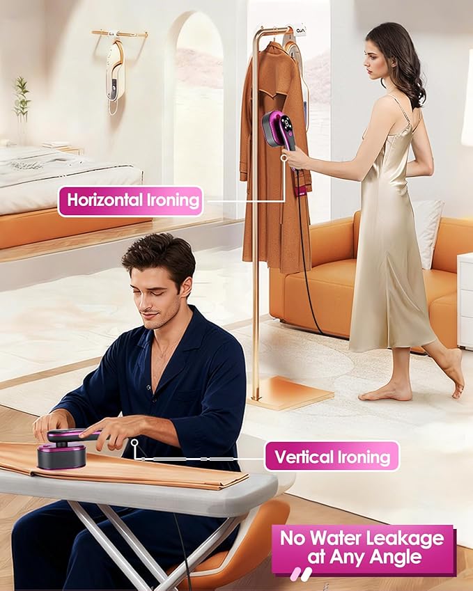 Travel Steamer for Clothes, 2-in-1 Foldable Handheld Garment Steamer & Iron with LED Display, 10s Fast Heat Up, Smart Steam Control with 4 Modes, No-Leak Design, Perfect for Home & Travel