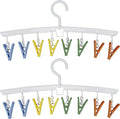 EIKS 2 Pack Hanger Drying Rack with 8 Clips for Drying Socks, Bras, Towel, Underwear, Scarf, Hat, Apply for Home Outdoor Travel Portable