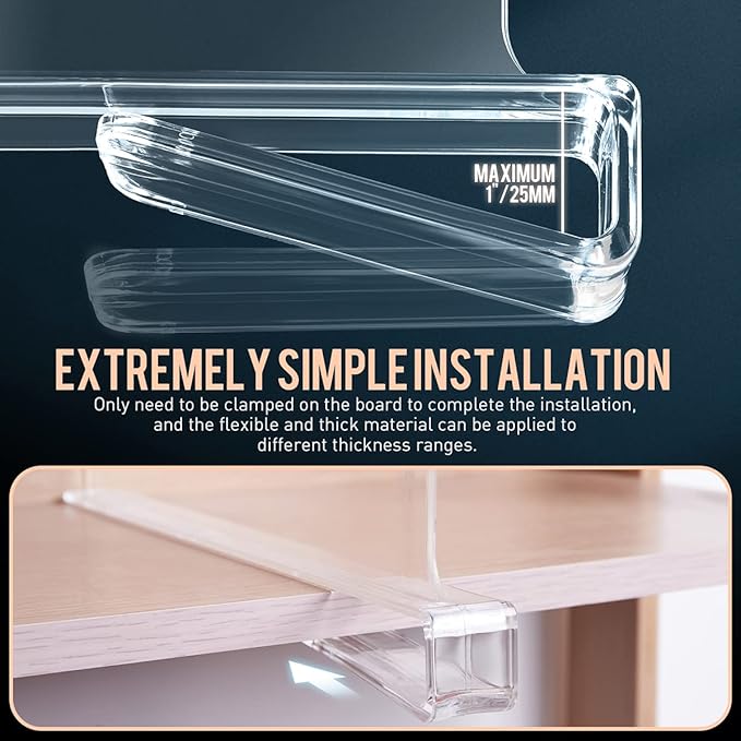 12Pack Acrylic Shelf Dividers for Closet Organization, Clear Shelf Divider Fits Shelves of 0.4-1 Inch,Purse Organizer for Closet, Shelf Organizer, Closet Organizers and Storage