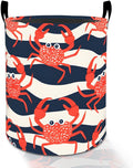 Cute Crab Laundry Basket Hamper for Boys Girls Kids Adults, Foldable Waterproof Oxford Clothes Storage Bin, Red Ocean Animal Organizer for Bedroom Bathroom Room Decor 19.7"x15.8"
