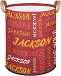 Custom Name Large Laundry-Basket for Kids-Boys-Girls, Personalized Foldable Waterproof Laundry Hamper Dirty Clothes Toys Storage Bin with Handles,Red