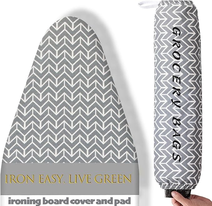 BNDX Ironing Board Cover and Pad 18" x 49" – Scorch-Proof, Tension Fit for Home Business Owners, Hotels, Professionals – Ebony Wheat