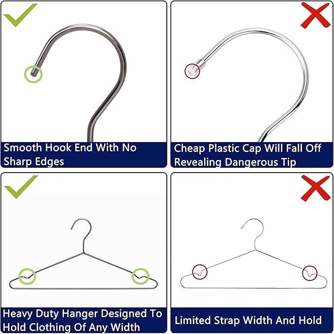Amber Home 30 Pack 17" Strong Black Metal Wire Clothes Hangers, Heavy Duty Coat Hangers, Standard Suit Hangers for Jacket, Shirt, Dress (Black, 30)