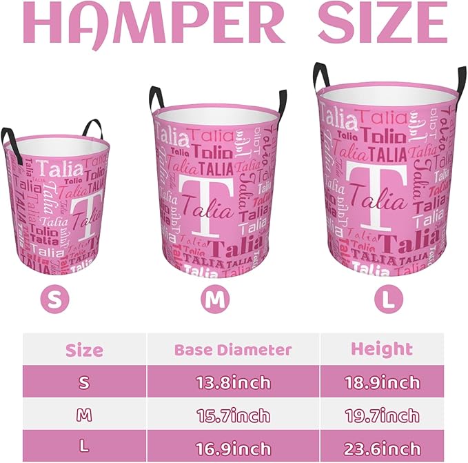 Custom Name Laundry Hamper, Personalized Laundry Baskets with Name for Boys Girls Women Men, Customized Collapsible Dirty Clothes Hamper with Handles Storage Gifts for Bathroom Bedroom Living Room