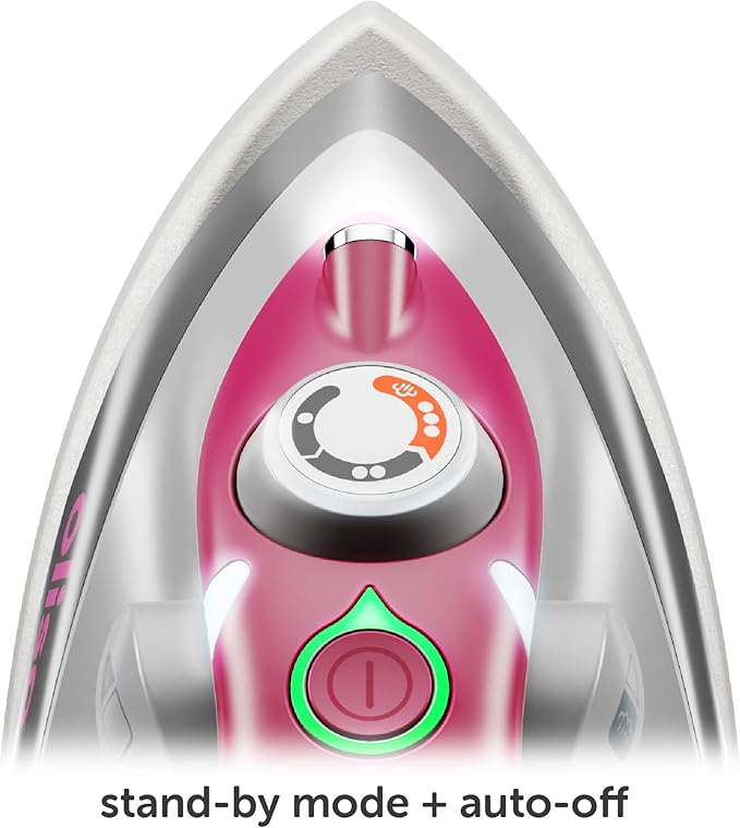 oliso M3Pro Project Steam Iron with Solemate – 1000W Ceramic Soleplate Iron and LED Light for Sewing, Quilting, Crafting, and Travel – Raspberry