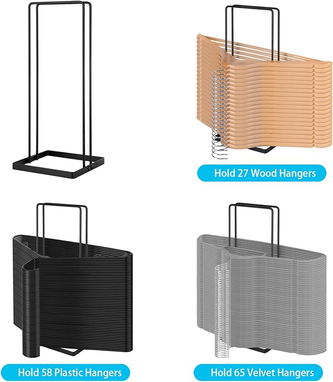 Hanger Organizer Stacker,Storage Rack Holds up to 58 Velvet Hangers for Closet & Laundry Room,Portable Hanger Holder Keeps Adult & Children's Hangers Neat & Tidy