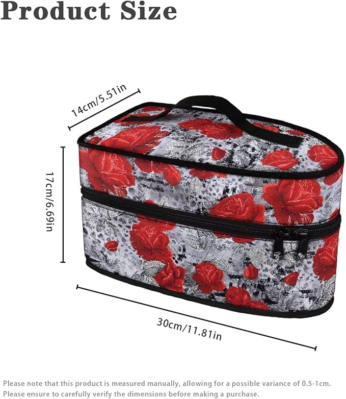 Rose Print Steam Iron Case Steamer Storage Bag Portable Travel Iron Carrier Bag with Handle Lightweight Iron Accessories, Case Only