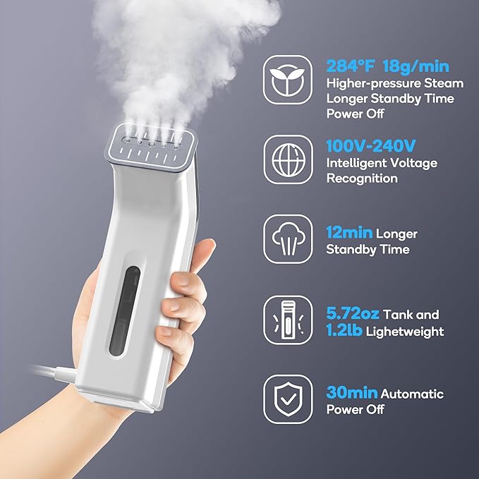 Mini Travel Steamer for Clothes,Dual Voltage & Wrong Voltage Alarm,110-240V Steamer & Iron 2 In 1,Integrated 170ml Tank,1.2lbs Travel Size Fabric Iron,Handheld Steaming Wrinkles Remover For Garment