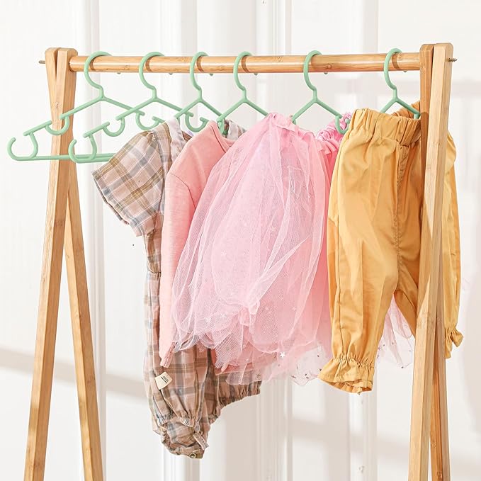 Hsei 60 Pack Pastel Color Kids Nursery Hangers Plastic Baby Hangers Heavy Duty Toddler Hanger for Pants, Coat, Skirts, Closet, Nursery Decor(Green Color)