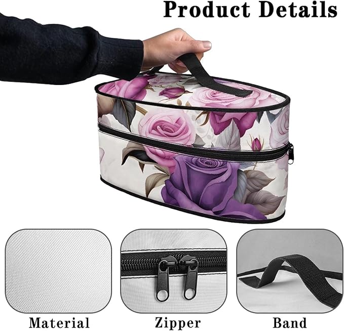 Purple Vintage Floral Iron Carrying Storage Bag Iron Portable Bag for Travel Universal for Most Iron Iron Protective Cover with Zipper Closure,Dustproof & Easy to Carry