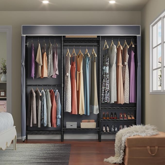 VIPEK Cover ONLY Fit for V5/ V10/ S3/ V6E/ V3C/ V5L/ V10i/ S3i/ V5L i1 Garment Rack, Dustproof Oxford Fabric Clothing Rack Cover with Zipper, 70.1" L X 17.3" W X 74.8" H, Grey