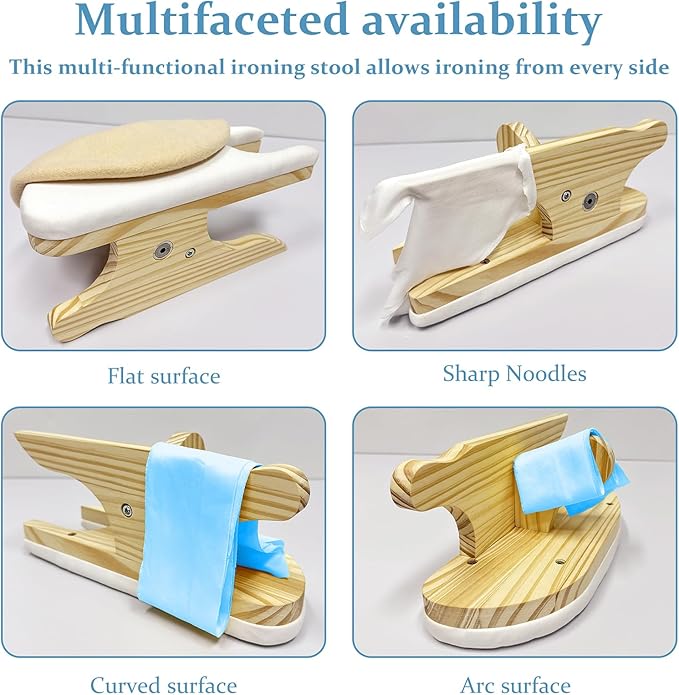 Tailors Board with Pine Wood Base, Cotton Cover Tailors Point Press Clapper - Protects Garments, Multi Pressing Board for Anywhere You Want - Seams, Collars, Cuffs, Points, Hems, Pocket