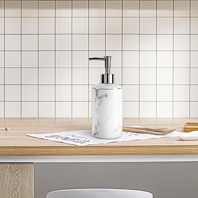 Ceramic Soap Dispenser, Marble Look Lotion Dispenser 12.5OZ Liquid Hand Soap Dispenser Pump Bottle for Hotel Kitchen Bathroom, ANTIS'S HOME