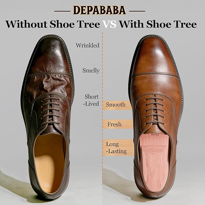 Cedar Shoe Trees for Men, Adjustable Wood Shoe Tree with Twin Tube, 7–14 Size Shoe Accessories for Sneakers, Boots
