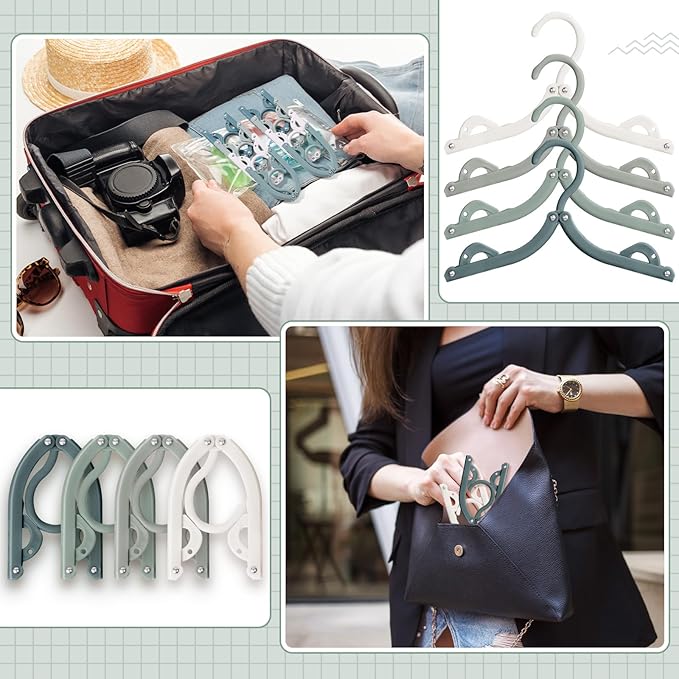 12 Pcs Travel Hangers Cruise Ship Essentials Foldable Portable Plastic Vacation Hangers Non Slip Clothes Drying Rack Travel Accessories for Dormitory School Hotel Laundry (Classic Color)