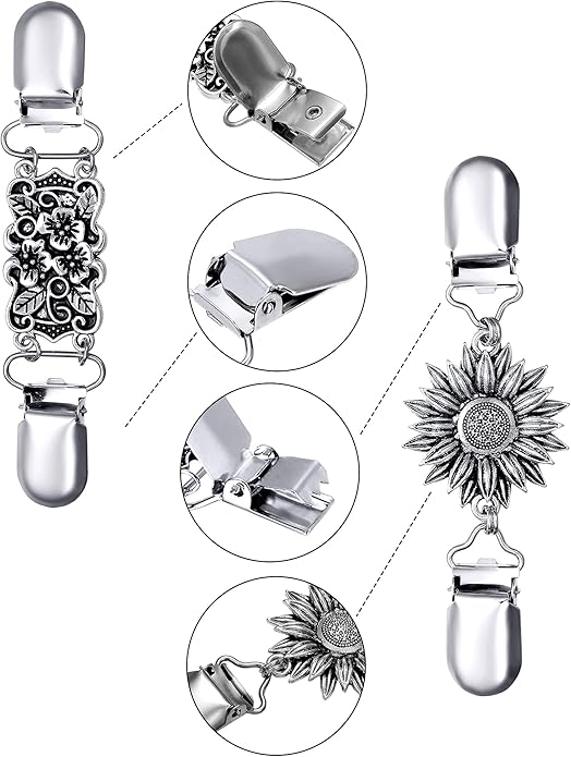 Jetec 4 Pieces Vintage Sweater Shawl Clips Retro Cardigan Collar Dress Shirt Brooch Clips for Women Wearing, 4 Styles