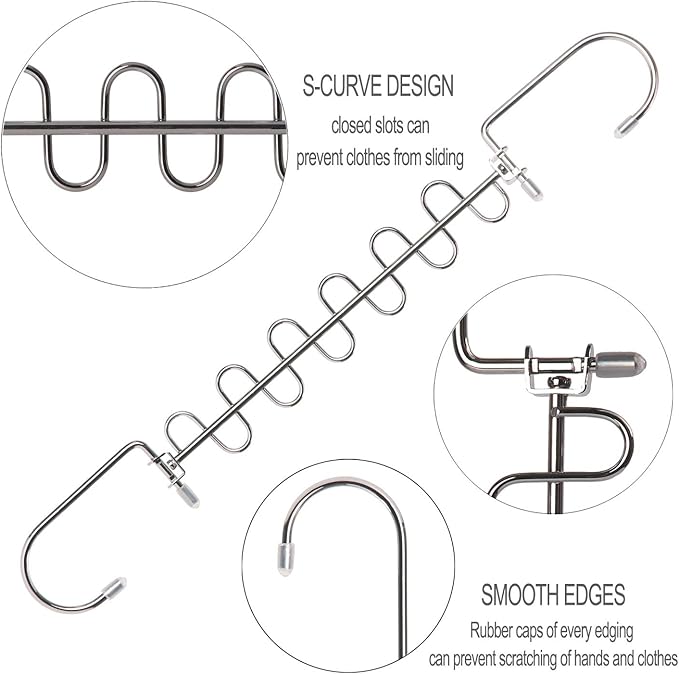 GEFTOL Metal Space Saving Hangers 12 Slots New Version Hanger Magic Cascading Hanger Closet Wardrobe Clothes Organizer(8 Pack)