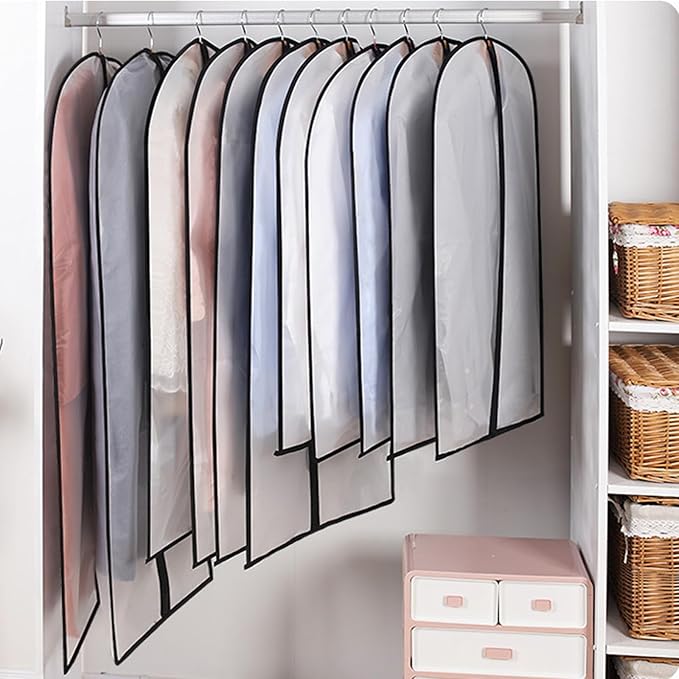 Clear Suit Bags for Closet Storage,40" Garment Bag for Storage,12 pack Garment Bags for Hanging Clothes,Breathable Lightweight Dust Proof Cover with Study Full Zipper for Coats,Jackets