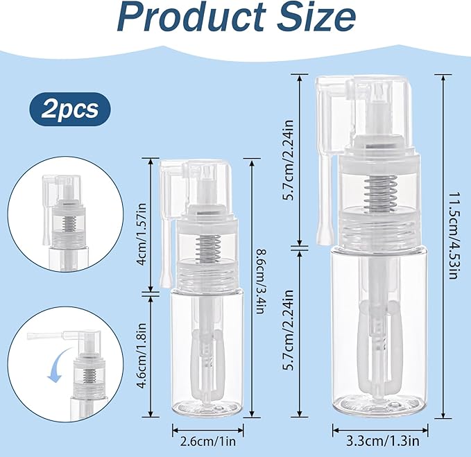 KALIONE 2 Pcs Glitter Duster Sprayer Transparent Craft Glitter Spray Bottle Empty Multi-Purpose Empty Plastic Spray Bottle Portable 35ml Bottles for Craft Scrapbooking Cardmaking(14ml + 35ml)