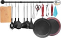 TLBTEK 50 inch Black Pipe Pot Bar Rack Wall Mounted Detachable Pans Hanging Rail Kitchen Lids Utensils Hanger Holders with 15 S Hooks