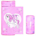 Unicorns Nap Mats for Preschool with Removable Pillow and Blanket Kids Sleeping Bag with Pillow Reinforced Stitching Machine-Washable, Soft Nap Mats for Daycare, Travel, Camping 53"x21"