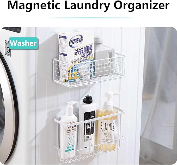 Magnetic Basket Kitchen Refrigerator Organizer Foil and Plastic Wrap Organizer for Fridge Heavy Duty Metal Storage (10.25" L x 3.2" W x 6" H, Black)