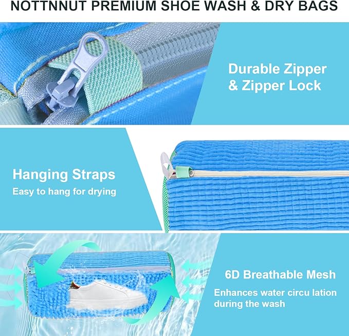 Shoe Washing Machine Bag Laundry Shoes Bag for Washer Dryer Shoe Washing Bag for Sneakers, Casual Shoes, Reusable and Durable Large Shoe Cleaning Bags for All Shoe Types and Sizes